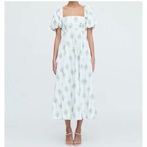 Hill House Matilda Dress Green Apple Basket Small